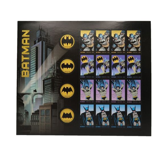 Batman 75th Anniversary US Postage Stamps Sheet of 20 + First Day of Issue - Picture 3 of 10